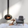 modern armchair and solid wood end table set