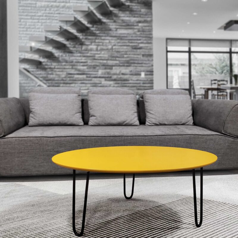 yellow oval coffee table aranet