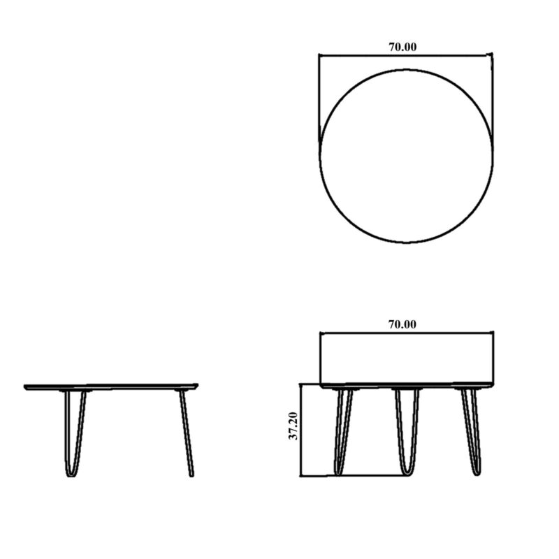 Aranet Circle Coffee Table Size