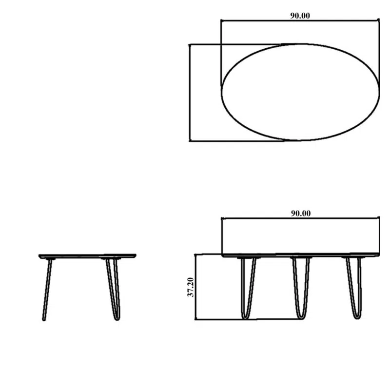 Aranet Oval Coffee Table Size