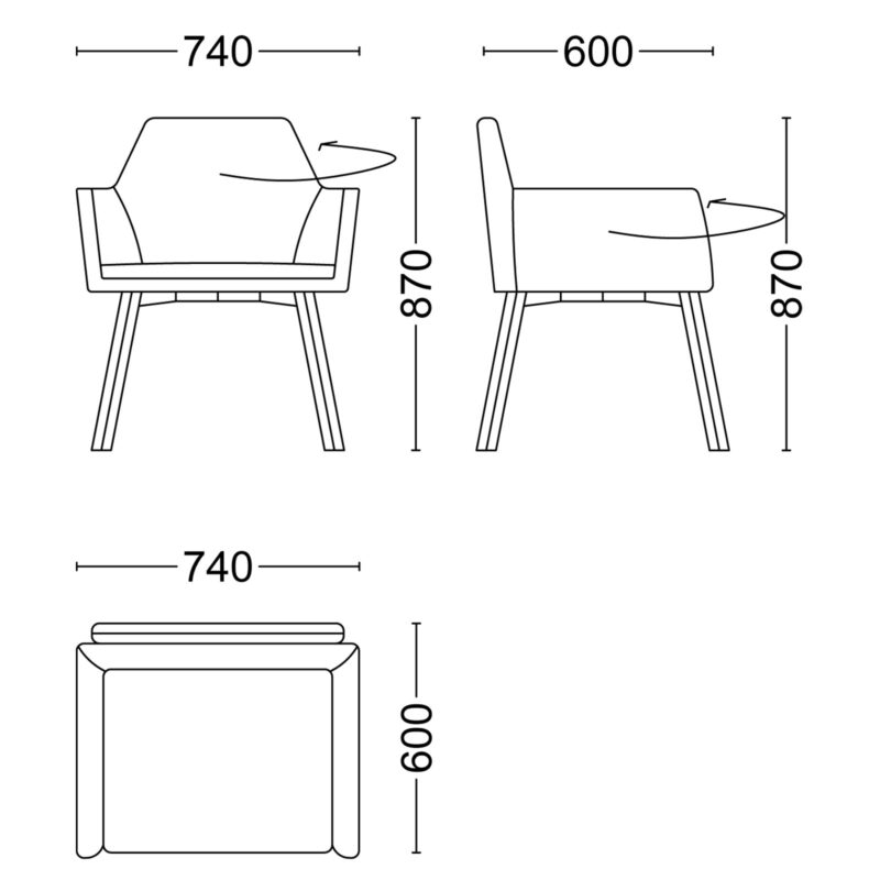 Laleh Chair (Revolving) Size