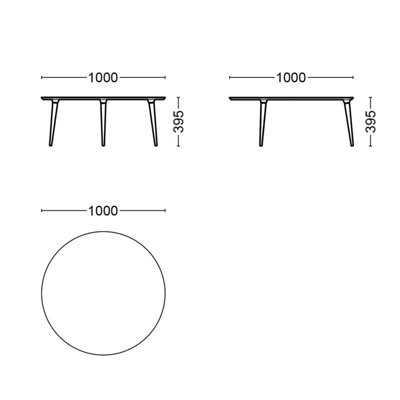 solo round coffee table size