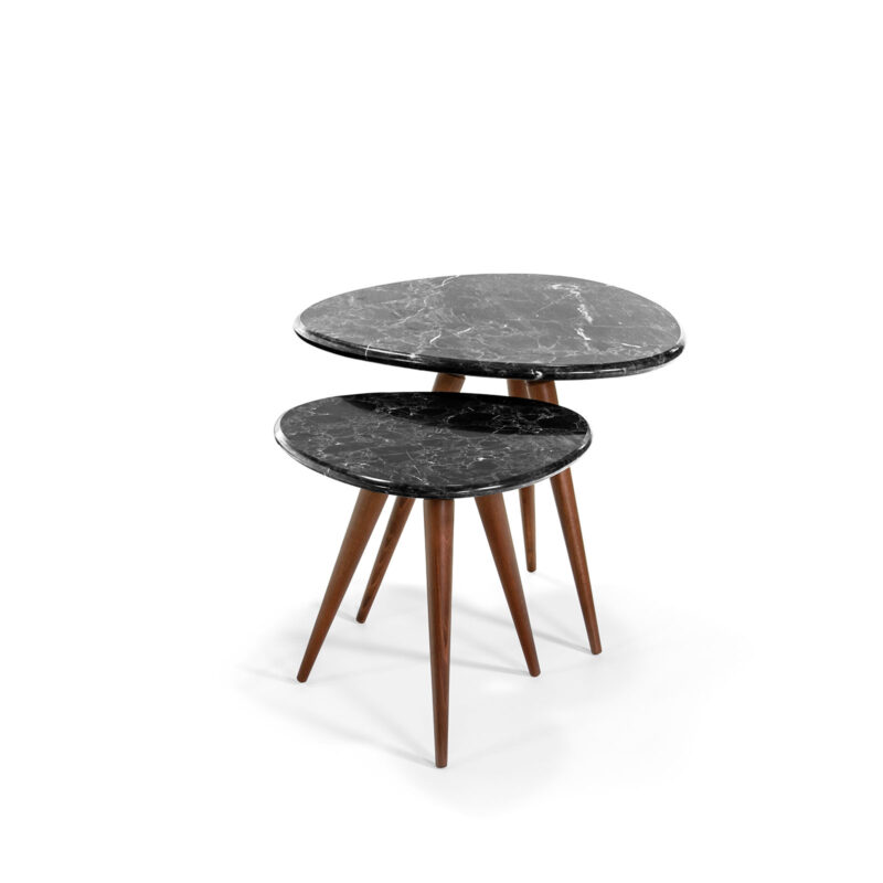 real black marble nesting side table luxury