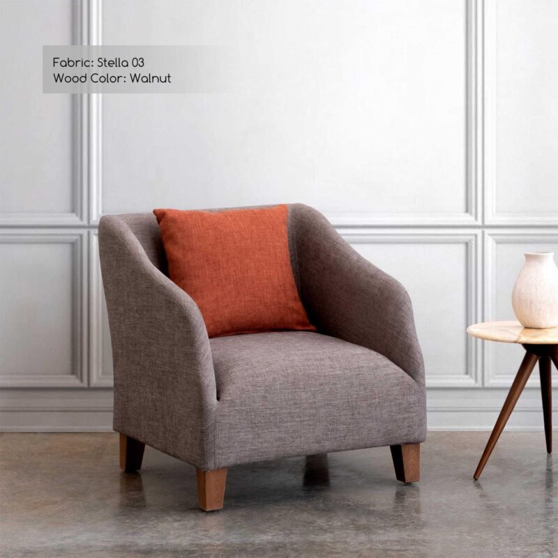 wide gray armchair