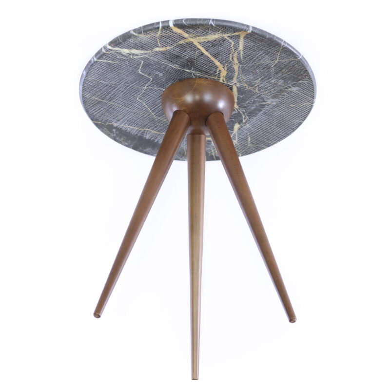 high end-table real marble black back side view