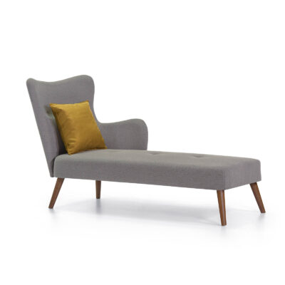 modern chaise lounge chair in grey with one arm