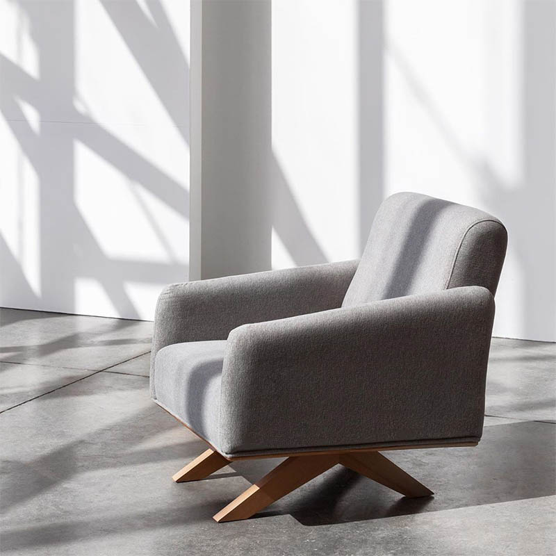 modern armchair unique wooden leg design