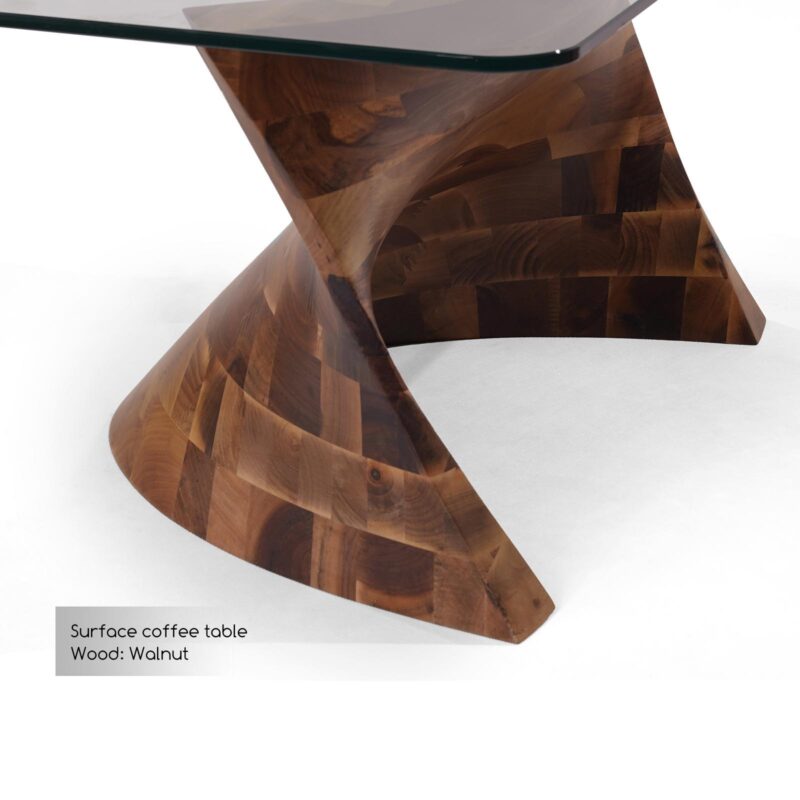 luxury solid walnut wood surface coffee table top glass