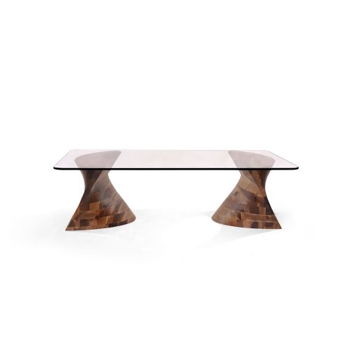 table basse de luxe en bois massif de noyer