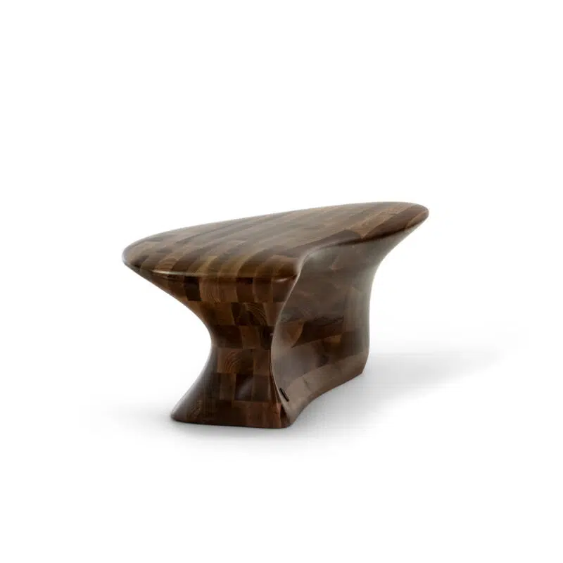 high-end luxury solid walnut wood bench wave