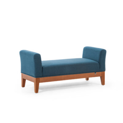 comfy living room bench with arms in blue