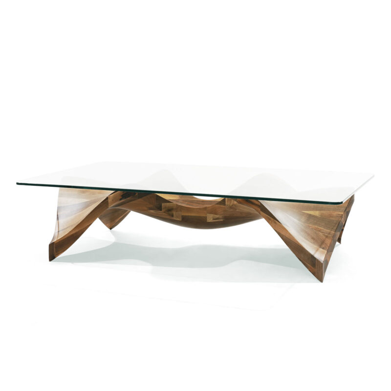 cartilla luxury walnut wood coffee table rectangle top glass