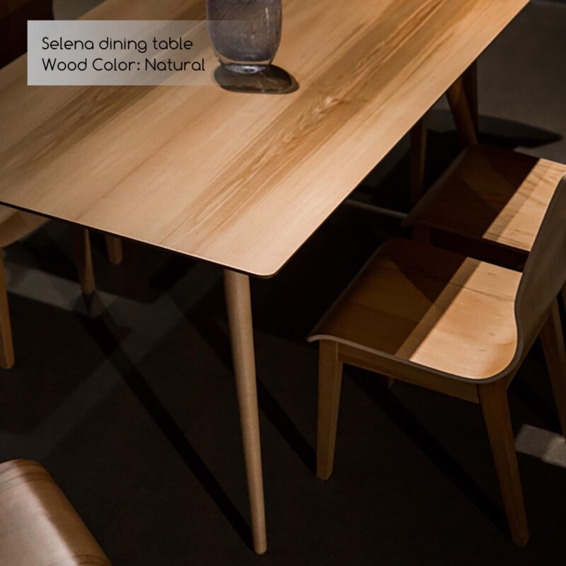 modern design selena dining table and chairs set natural oak color