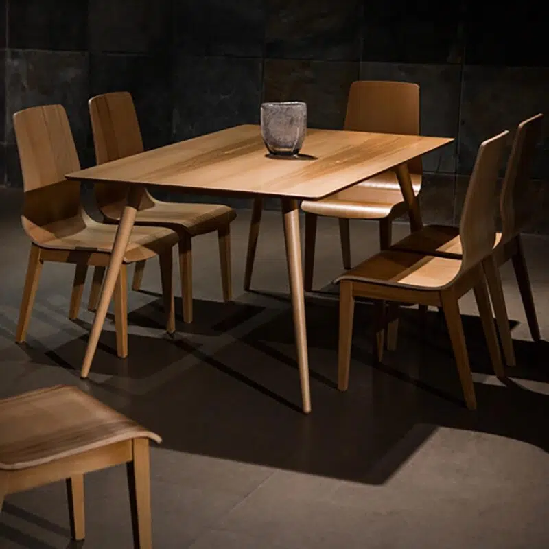 modern design selena dining table and chairs set natural oak color