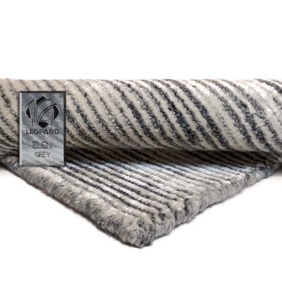 elen grey handmade area rug leopard