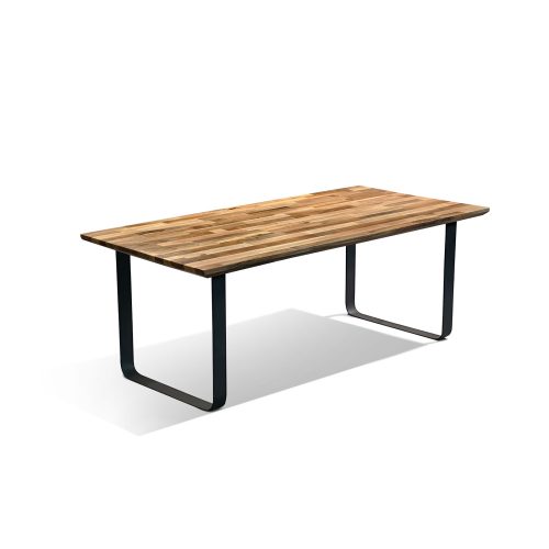Table de salle à manger moderne et élégante en bois avec pieds en métal sur fond blanc, conçue par LEOPARD Furniture Canada.