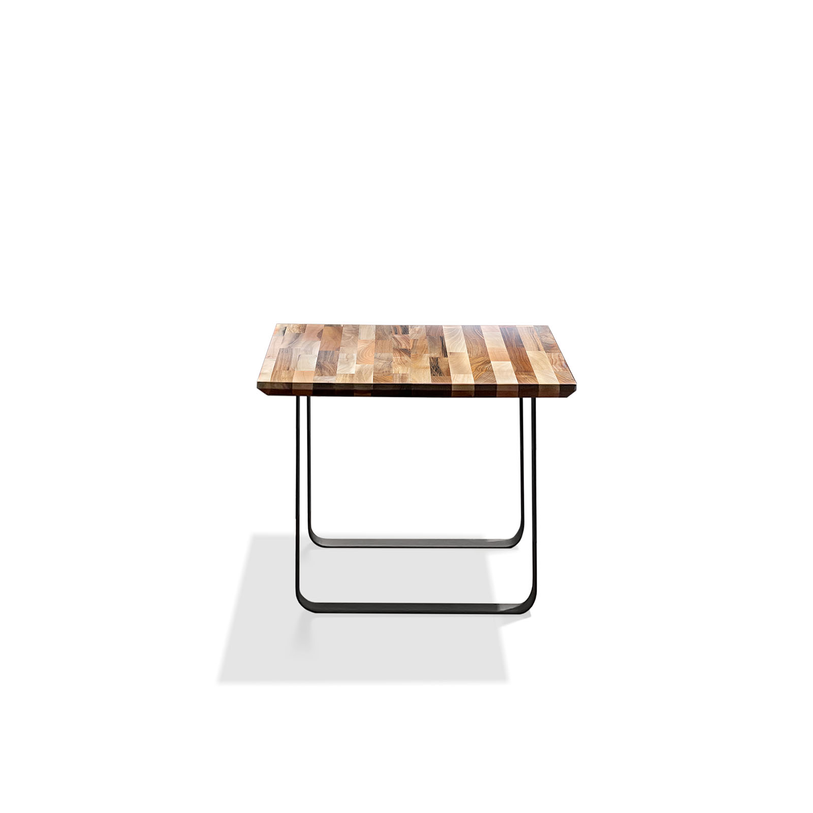 carina walnut solid walnut wood table top with black metal legs side view