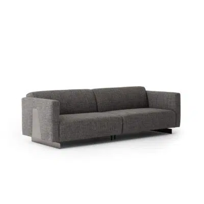 Sleek gray modern sofa on white background by LEOPARD Furniture, high-end Canadian interior design elegance.