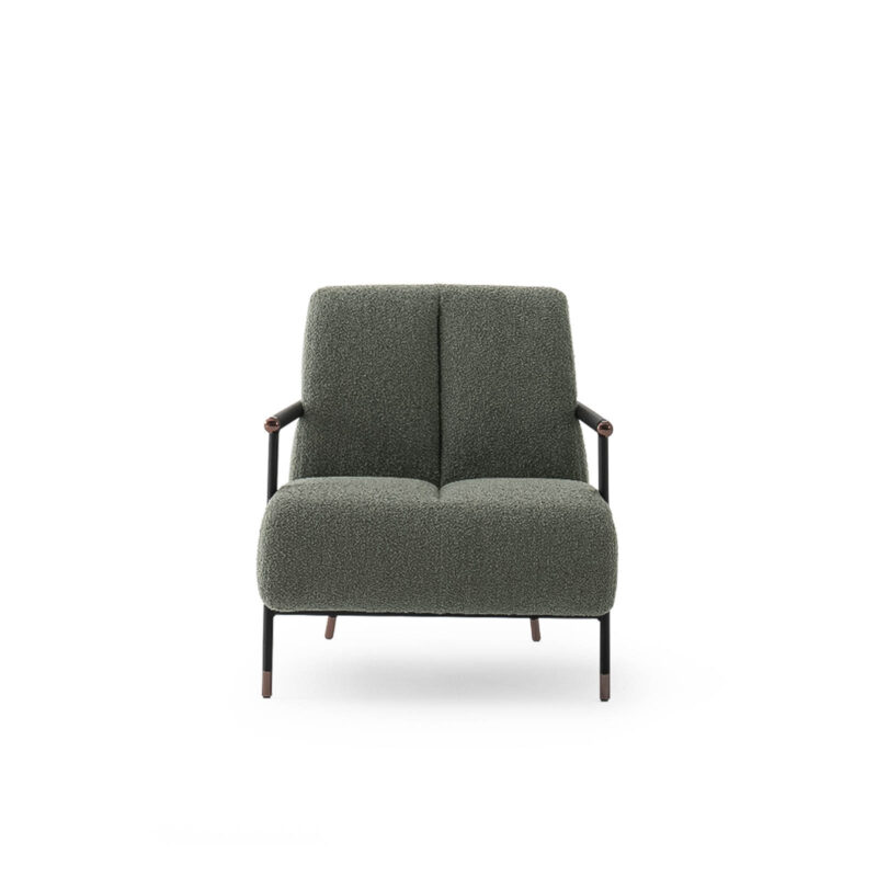 green modern nice accent chair with black metal legs