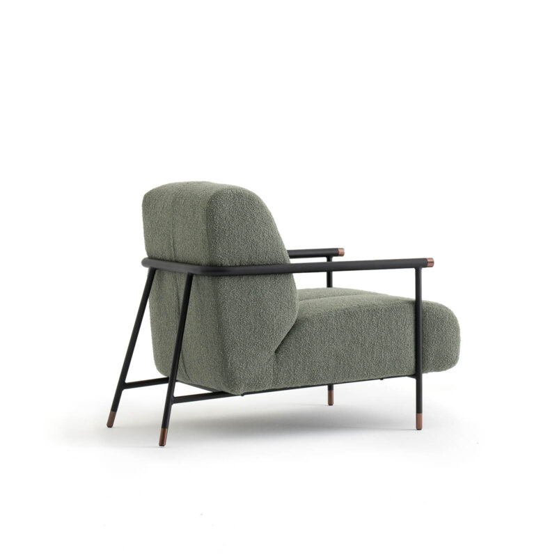 green modern nice accent chair with black metal legs