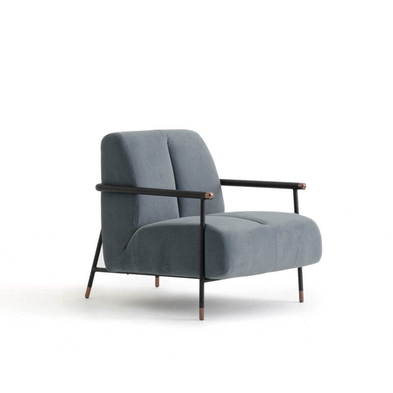 modern velvet nice accent chair with black metal legs