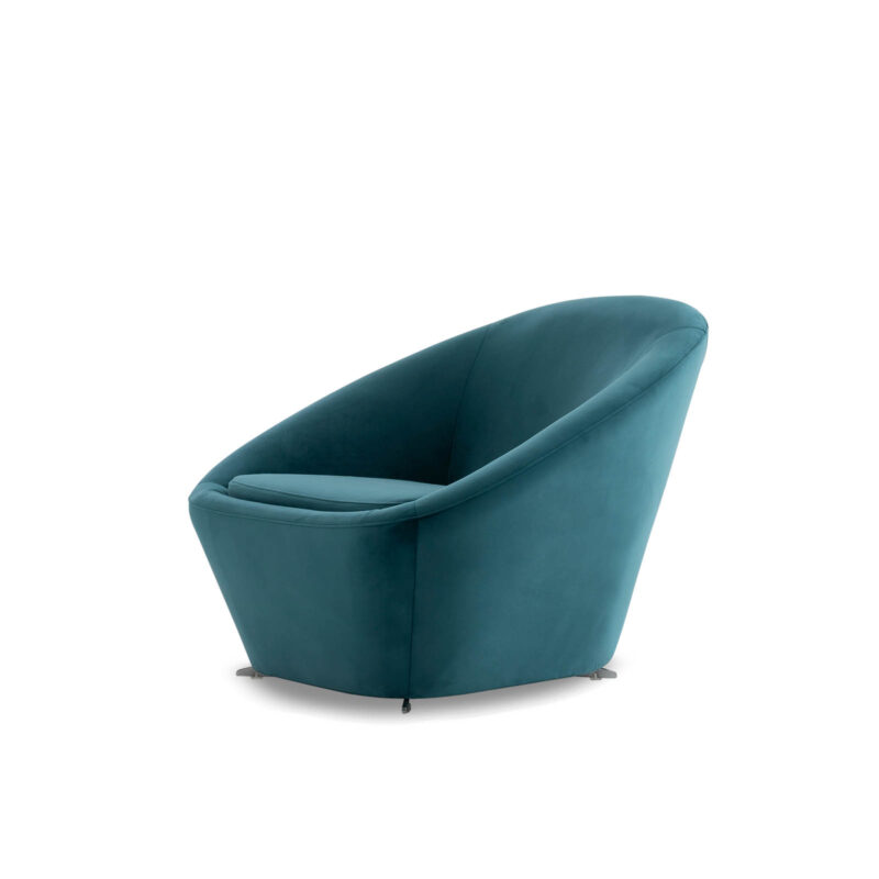 tao accent chair in blue velvet modern design