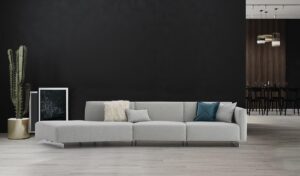 heritage modular sofa in light grey front view
