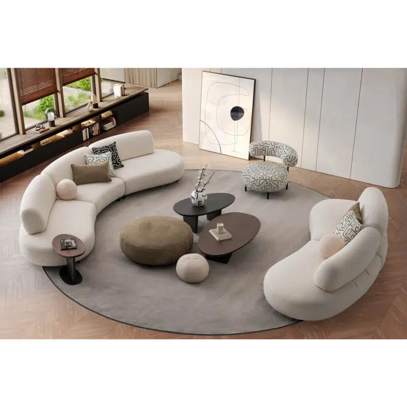 bon bon canapé modulable blanc tissu doux rond design moderne