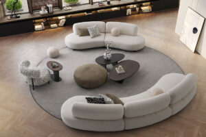 modern living room setup with white modular sofa named bon bon