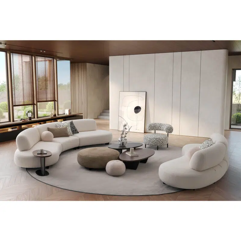 bon bon canapé modulable blanc tissu doux rond design moderne