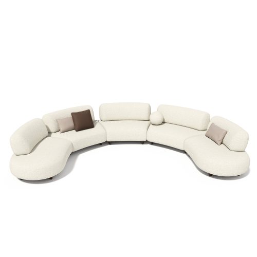 Luxury curved sectional sofa with plush cushions, ideal for modern living spaces by LEOPARD Furniture. White background image.