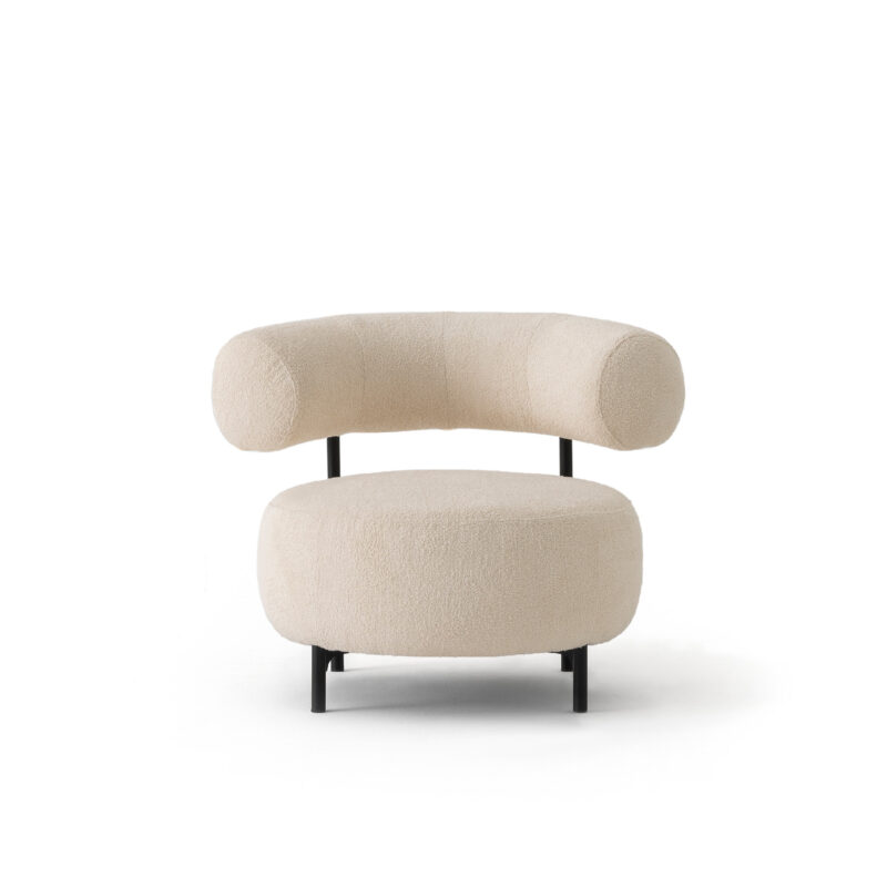 bon bon round armchair accent chair unique modern design cute in white fabric