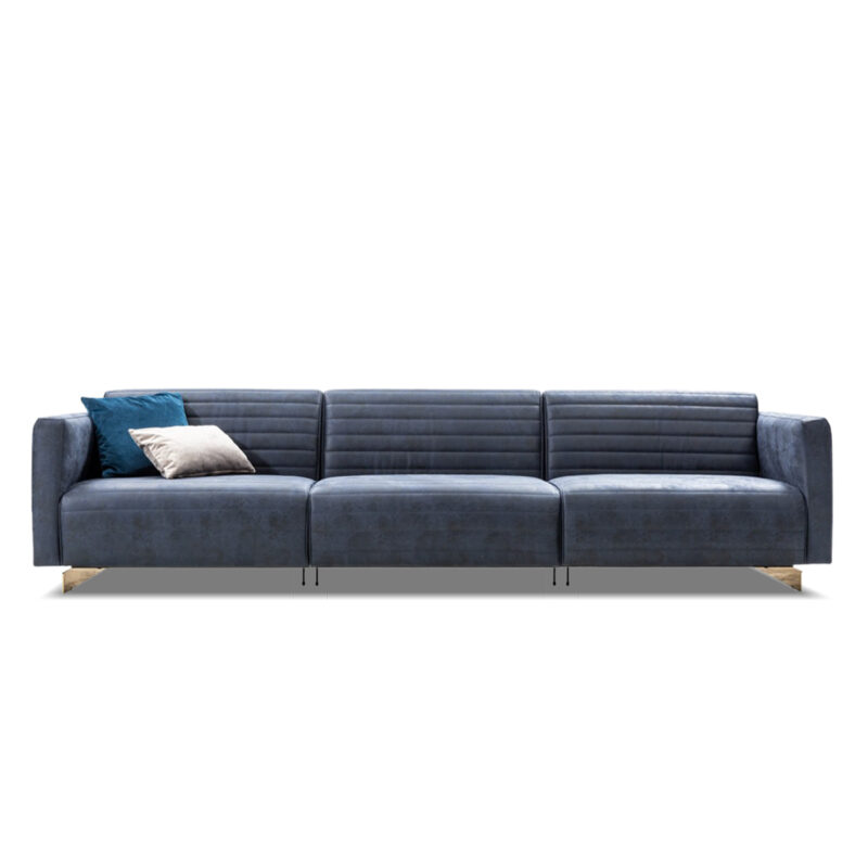 Heritage modular sofa in blue leather white background