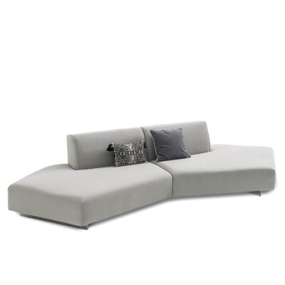 origami mid-century modern design light gray sofa