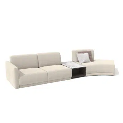 Luxurious modern beige sectional sofa with marble accent, showcased on a white background for LEOPARD Furniture Canada.