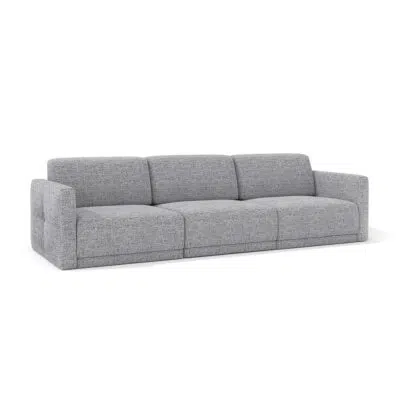 Canapé moderne en tissu gris sur fond blanc de LEOPARD Furniture, parfait pour les intérieurs contemporains.