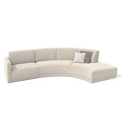 Elegant beige sectional sofa with cushions on white background, designed by LEOPARD Furniture, Canada’s top interior brand.