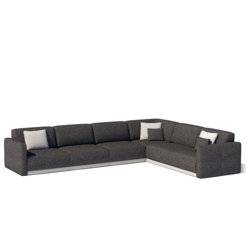 Canapé sectionnel moderne gris sur fond blanc, parfait pour les salons de luxe par LEOPARD Furniture, Canada.