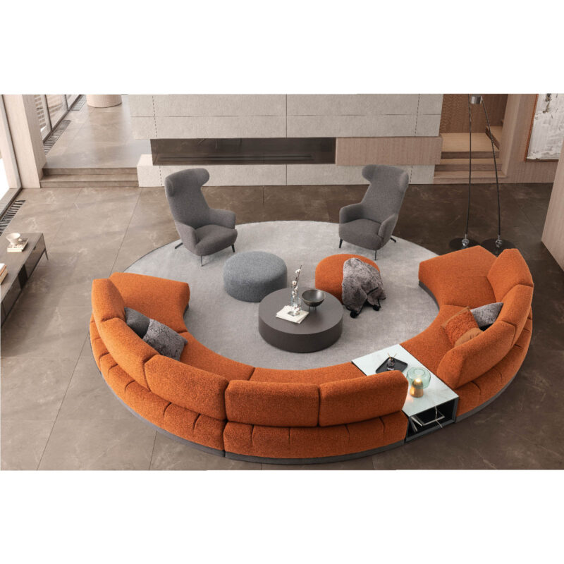 orange modular round sofa dss mechanism