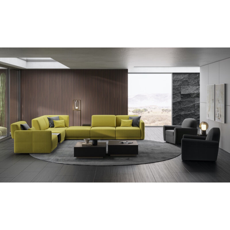 le mans modular sectional in yellow fabric modern living room