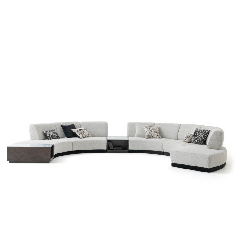 le mans round shape modular sofa in white with coffee table