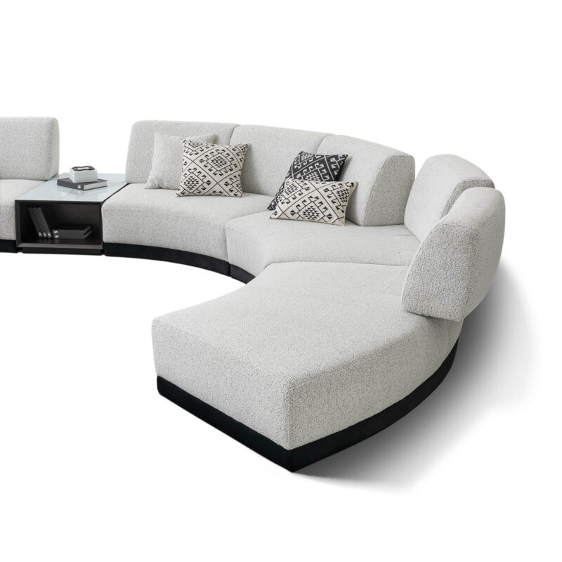 le mans modular sofa in white with dss mechanism and coffee table
