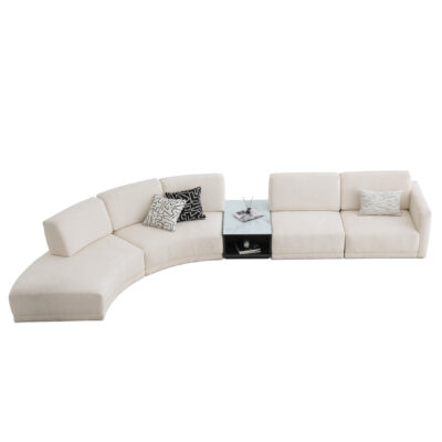 white modular sofa curved design contemporary and mid-century modern design with interior coffee table module