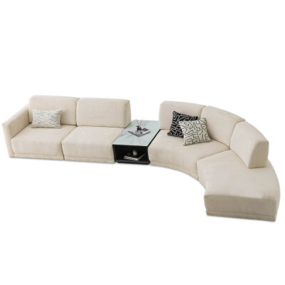 le mans modular sofa in off white with coffee table