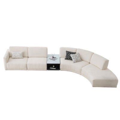 white modular sofa curved design contemporary and mid-century modern design with interior coffee table module
