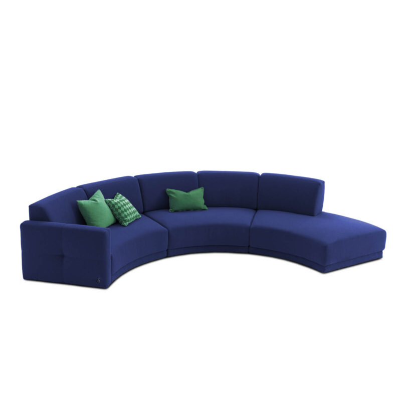 le mans round modular sofa in dark blue with coffee table