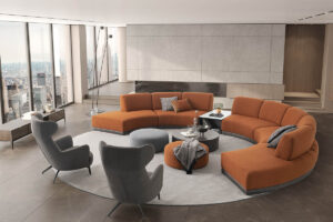 high end modular sofa in orange