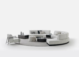 lemans modular sofa in white and black fabric