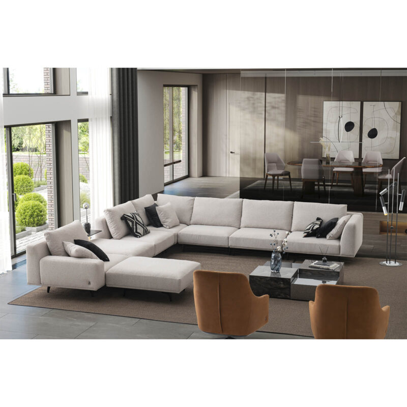 The Loft Modular Sofa in a modern living space with a white fabric