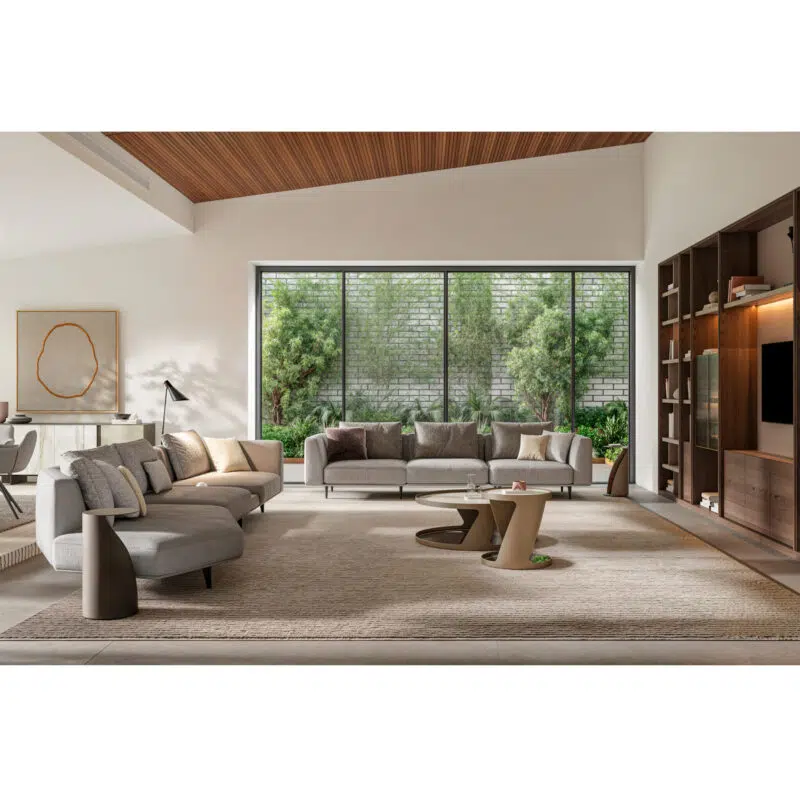 Contemporary living room with elegant sectional sofas and modern coffee tables by LEOPARD Furniture, Canada.